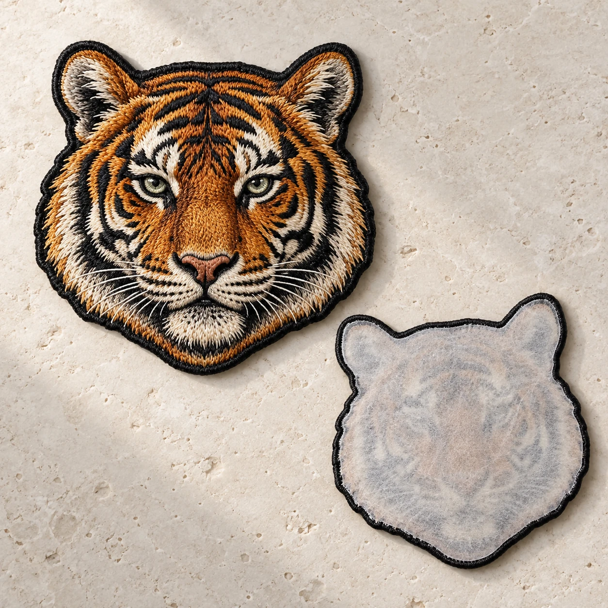 Concept photograph of an embroidered patch with iron-on backing